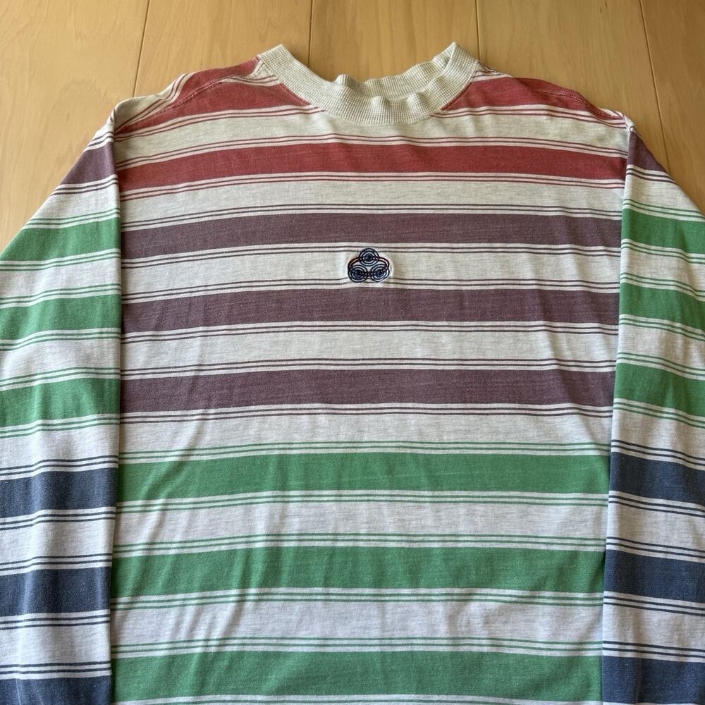 Vintage Gotcha Skateboards Shirt M Gray Stripe Multicolor 90s Skateboards - Picture 3 of 9